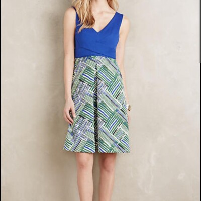 HD In Paris Anthropologie 10 L Blue Green Dress | eBay