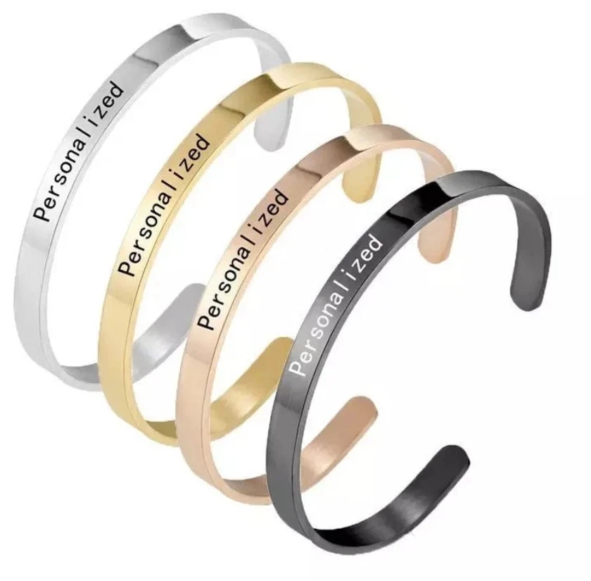 925 Sterling Silver Personalized Adjustable Bangle Bracelet For Men/Women - Image 3 of 4