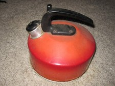 VINTAGE ANTIKE METALL ROT HERDPLATTE TEEKANNE TEEKESSEL