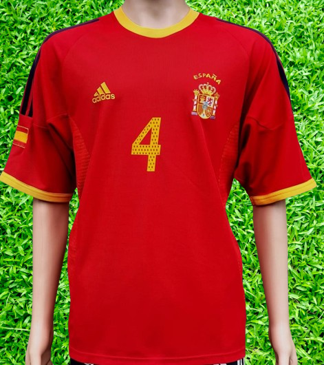SPAIN 2002 MEMORABILIA PEP GUARDIOLA 4 HOME ADIDAS JERSEY L