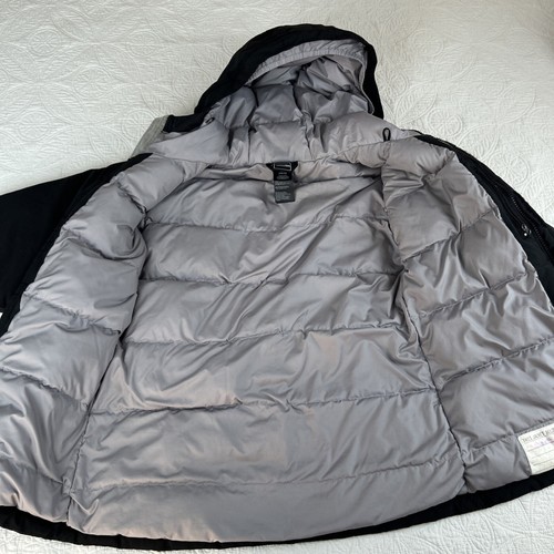 The North Face Hyvent 550 Down Belted Jacket Black Parka Hood Girls Large - Picture 4 of 8