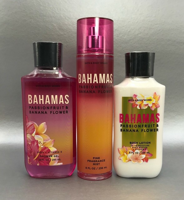 3 Piece Bath and Body Works BAHAMAS PASSION FRUIT BANANA GelLotion