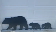 BEAR FAMILY, Set of 3, Silhouette Shadow Wood Outdoor Yard Art Signs, Wood Bears