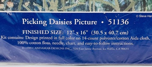 12"X16" Candamar Designs Embellished Cross Stitch Picking Daisies #51136 - Picture 6 of 6