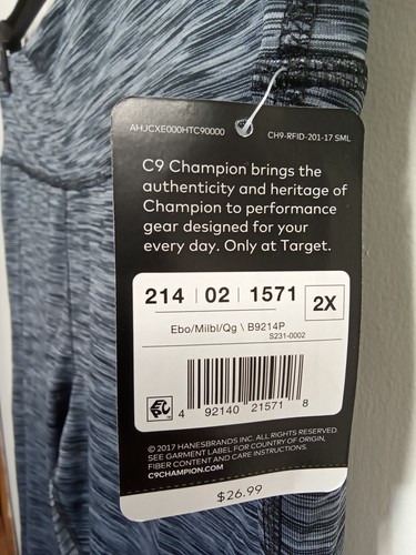 Champion Women'S Plus Blue/Grey Heathered Cropped Leggings (Size 2X) Nwt - Picture 3 of 15