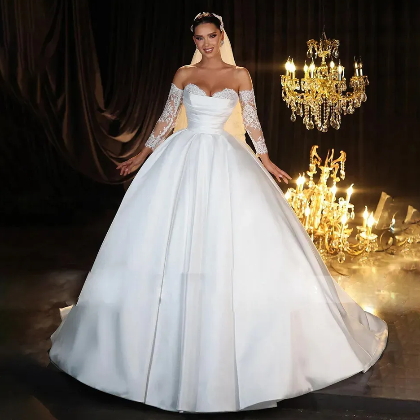 Petite Bride Best Wedding Dress For Skinny Girl Satin Sweetheart