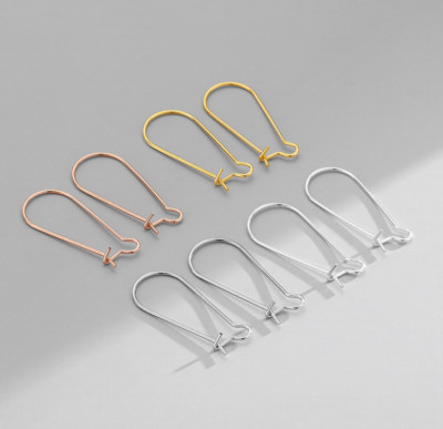 925 Sterling Silver 30mm Kidney Ear Wire Hook Earring Findings 2pcs/10Pcs DIY