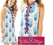 Lilly Pulitzer Jane Shift Dress Seaspray Gray Off Shore Lace sz 10