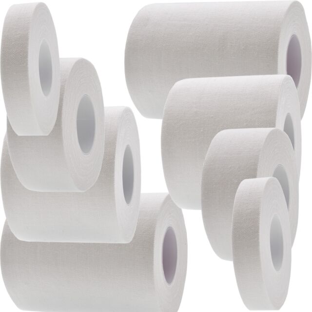 2 x ZINC OXIDE TAPE ROLLS White Sports Strapping Medical Support Binding Grip