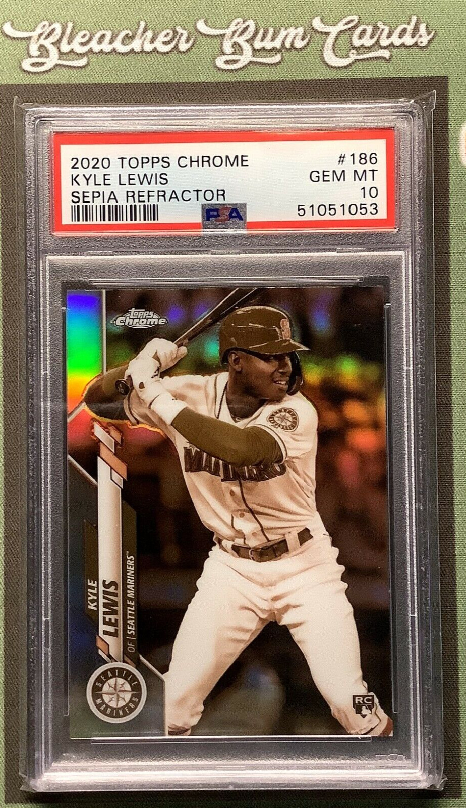 2020 Topps Chrome #186 Kyle Lewis Sepia Refractor Rookie RC PSA 10 Gem Mariners