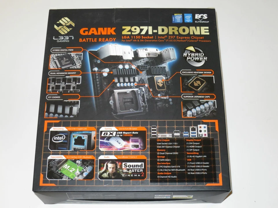 NEW ECS Z97I-DRONE LGA 1150 Intel Z97 HDMI SATA III USB 3.0 Mini ITX Motherboard - Image 3 of 4