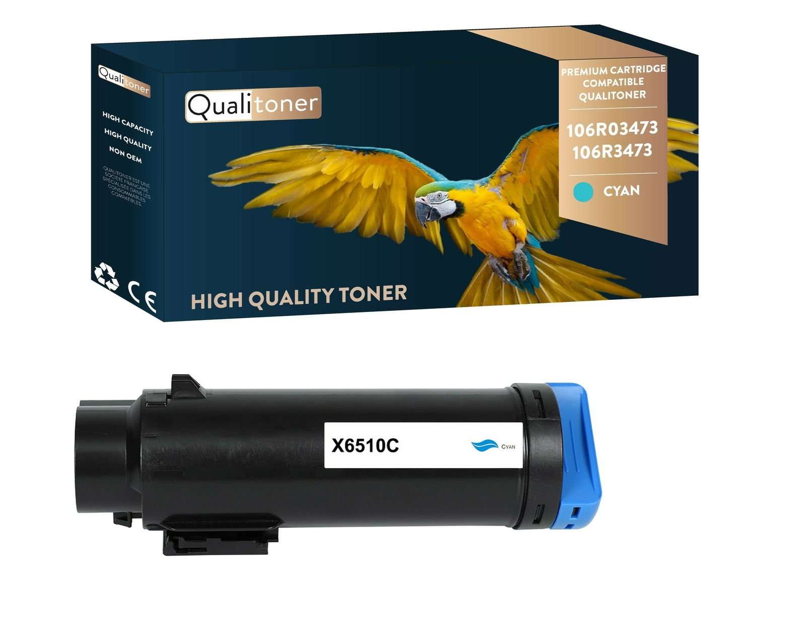 Toner cyan 106R3473 QUALITONER pour éviter les impressions ternes