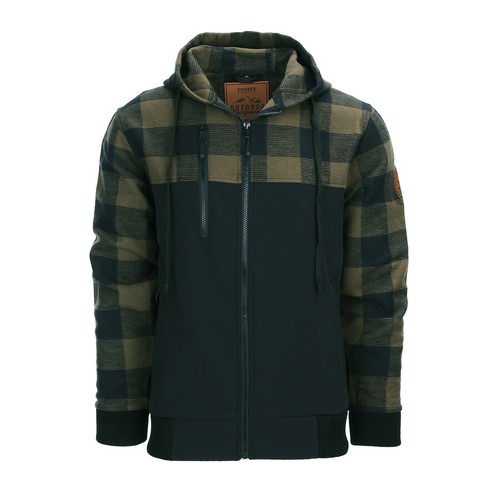 Lumbershell Lumberjack Softshell Jacket Olive Red Black Checked Plaid - Picture 14 of 15