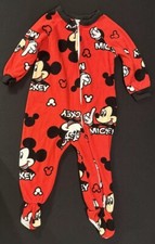 Vintage Disney Store Fleece Sleeper Baby Toddler 24M Mickey Zip Up One Piece
