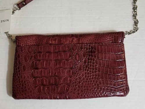 New W/ Tag NINE WEST CROC ROCK CROSSBODY dark Red - Picture 5 of 10