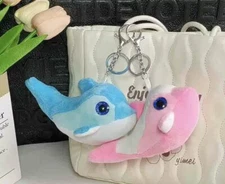 US stock new pink blue dolphin cute small plush keychain