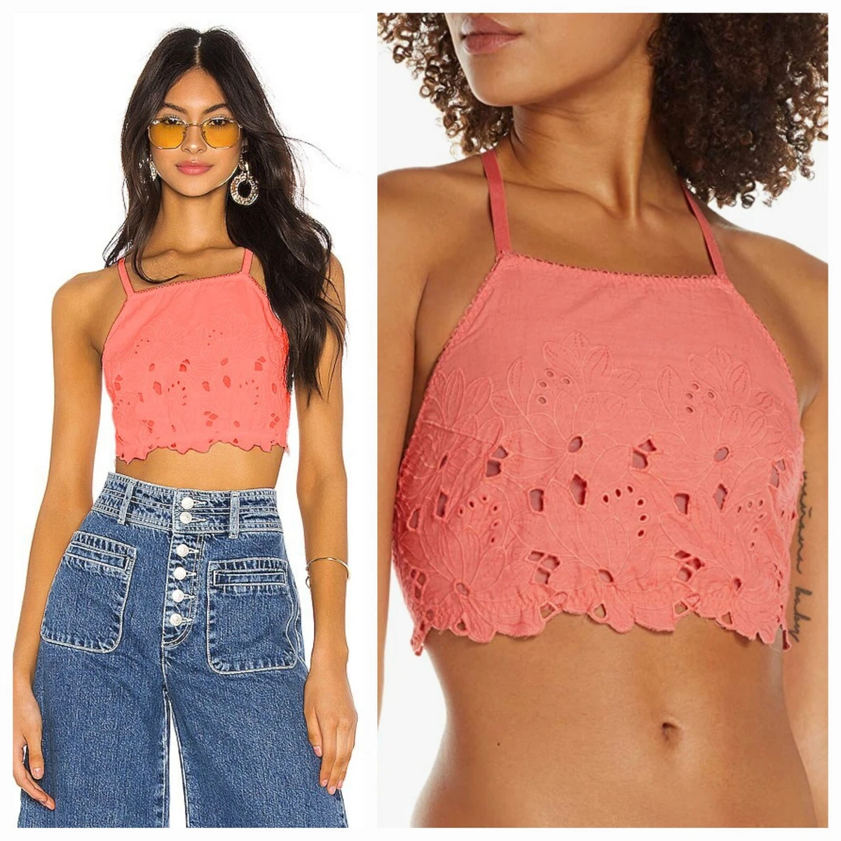 Intimately Free People June High Neck Bralette Crop Top in Kiss Kiss XS NWOT