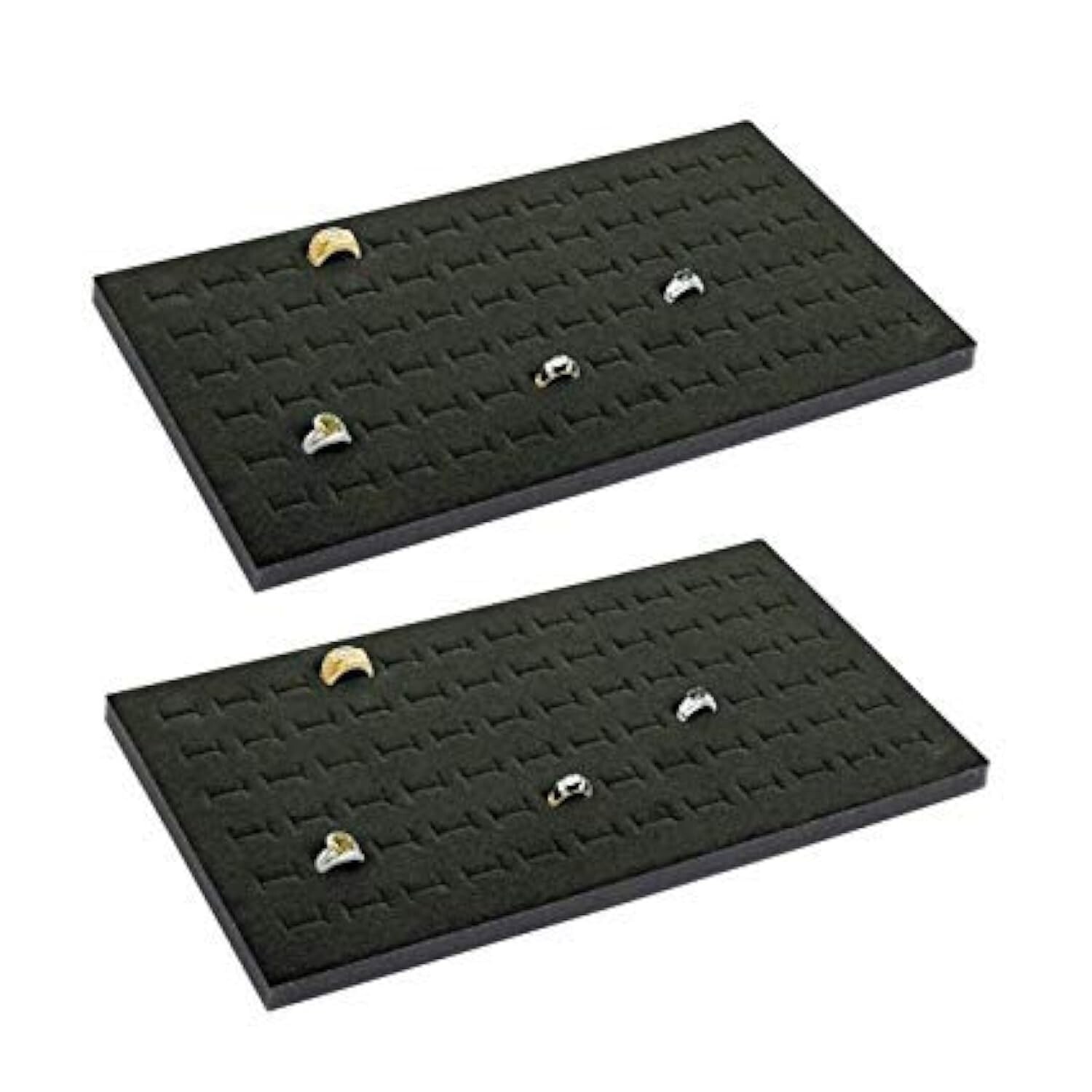 2 pack of 72 Slot Black Ring Display Inserts for standard Jewelry tray size 1...