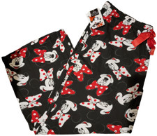 Official Disney Classic Mickey  Minnie Mouse Comfy Black Ribbon Lounge Pants 