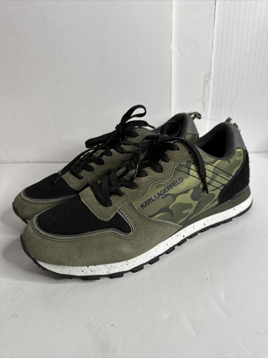 Karl Lagerfeld Mens Paris Camo Gray Runner Sneakers Sport  display picture 2