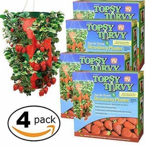 Topsy-Turvy-STRAWBERRY-HANGING-PLANTER-Upside-Down-Swivel-Top-Pack-of-4