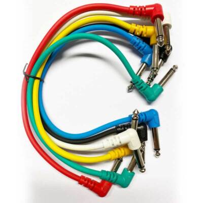 Patch Cables, 30cm Right Angle, 6.35mm Mono Jack - 6.35mm Mono Jack, PACK of 6
