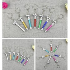 Pack of 12 Random Color Metal Mini Pipe Keychains - Detachable Pocket Pipe