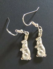 Wild Hare Earrings Jack Rabbit Bunnies Matte Silver Ox Easter Bunny Spring
