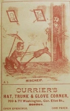 Currier's Hat Trunk & Glove Corner Child Being A Brat Dad Watching P41