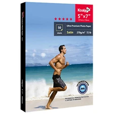 Koala Photo Paper 5x7 Satin Premium 72lb Heavyweight Semi-Gloss Inkjet Printer
