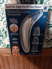 NEW DermaSuction Pore Cleaning Device Blackhead Removal 4 Suction Heads 2 Speeds