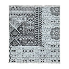 2'8" x 3' Cloud Gray Sampler Mamluk Design Pure Wool Hand Knotted Rug R87686