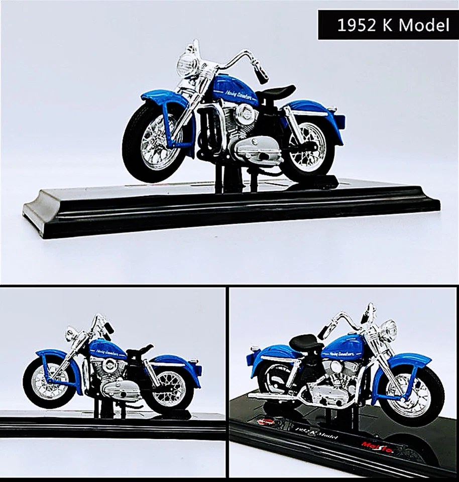 Maisto 1/18 Vintage Harley Davidson 1952 Modelo K Motocicleta Modelo Juguete Azul Nuevo Foto 4 de 4