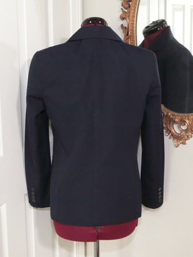 LAUREN Ralph Lauren Blazer Women Navy Blue Cotton Double Breasted Blazer Sz 6 - Picture 2 of 5