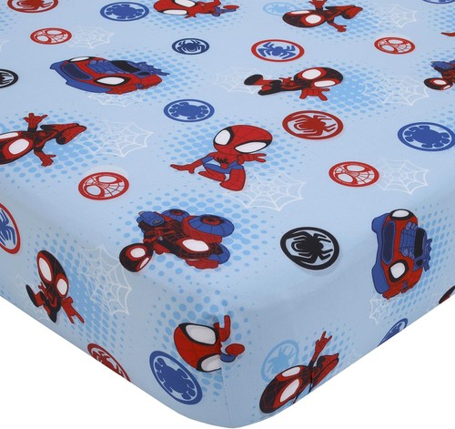 Spidey Toddler Cot Bed 4Pc Comforter Quilt Sheet Set Boys Spider Man Blue - Picture 6 of 7