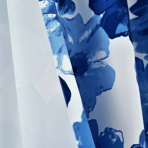2er Set Marineblau Weiß Blumen Gardinen Flächenvorhänge 63 84 95 108 in Verdunkelung - Bild 5 von 6
