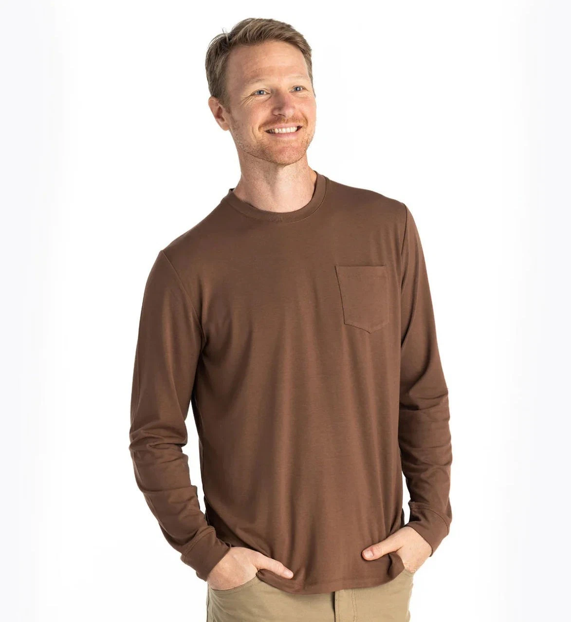 Free Fly Men's Bamboo Flex Long Sleeve Pocket Tee Mustang Size 2XL