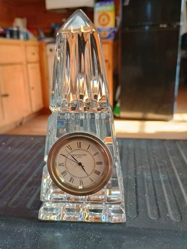 Vintage  Working Pyramid Waterford Crystal Small Desk Clock Plus 2 New Batteries