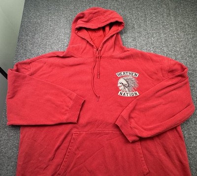 Heathen Nation Chief Skeleton Red Pullover Hoodie Sz 4XL
