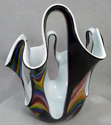 Vintage Makora Krosno Art Glass Vase Handmade MCM Sculpture Flowing Design Cased