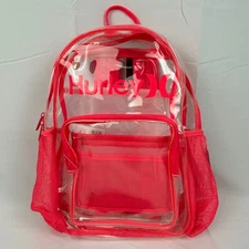 *NEW* Hurley Clear Backpack w/ Neon Pink Trim Bottle Pockets
