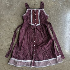 Vintage 70s Gunne Sax Jessica Burgundy Calico Prairie Lace Trim Sundress Size XS