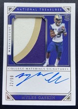 Myles Gaskin 2019 National Treasures 32/99 Rookie Patch Auto Washington Huskies