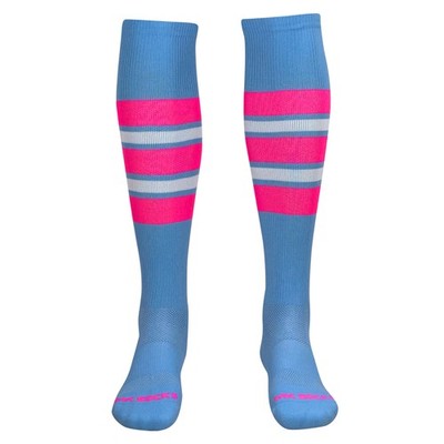 MK Socks Competitor OTC Baseball, Football Socks - Columbia Blue Hot Pink White