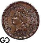 1907 Indian Head Cent Penny, Gem BU++