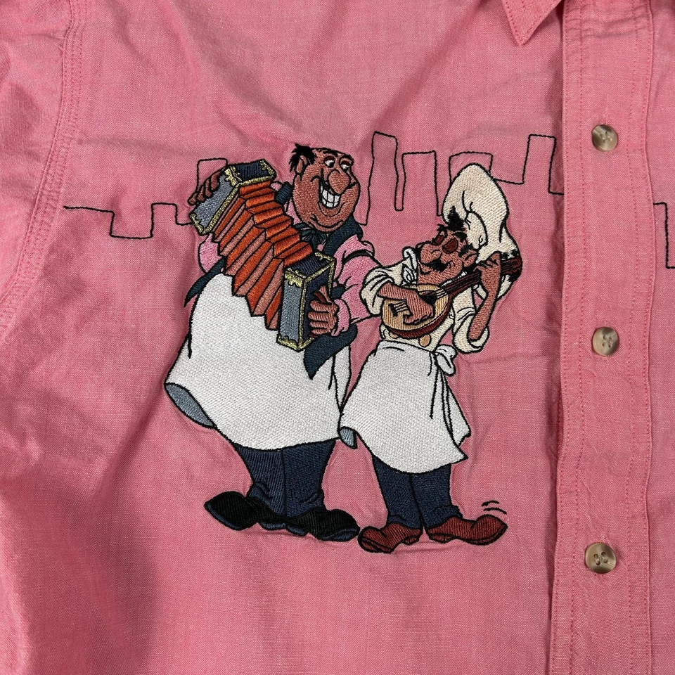 Vintage Disney Lady and the Tramp Shirt Mens Medium Pink Graphic Embroidered 90s - Image 3 of 4