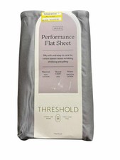 QUEEN Threshold 400 Thread Count Perfor Flat Sheet Sateen LITE GREY 100 Cotton
