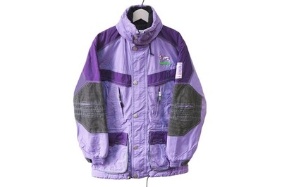 Vintage MILKA Vail 99 Ski Jacket Winter Style Size M Purple Chocolate 90s