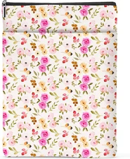 Watercolor Floral Pattern Book Lovers Gifts Waterproof Book Sleeve Book Pouch Bo