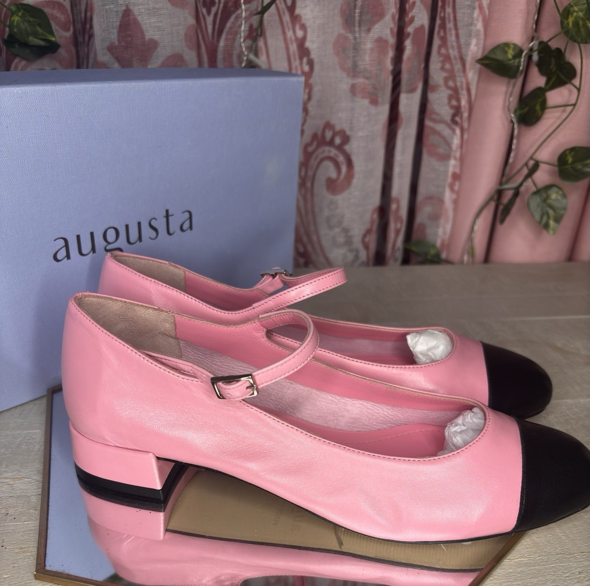 Womens Loafers AUGUSTA Pink and Black Mary Jane Shoes Size